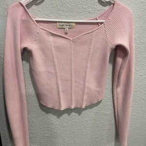 Ribbed Pink Long Sleeve Top